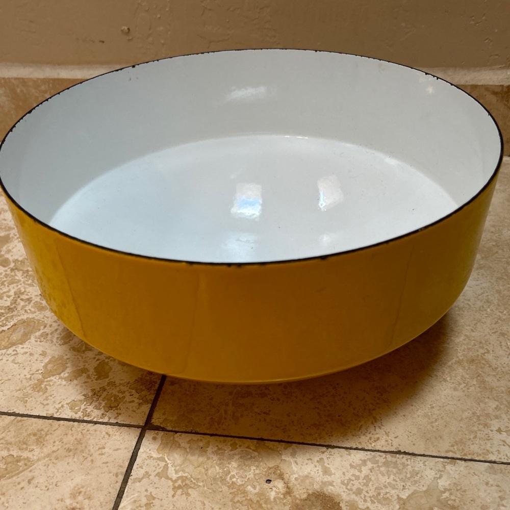 Copco Enamel Yellow/White Mixing Bowl Michael Lax Design Switzerland 12”